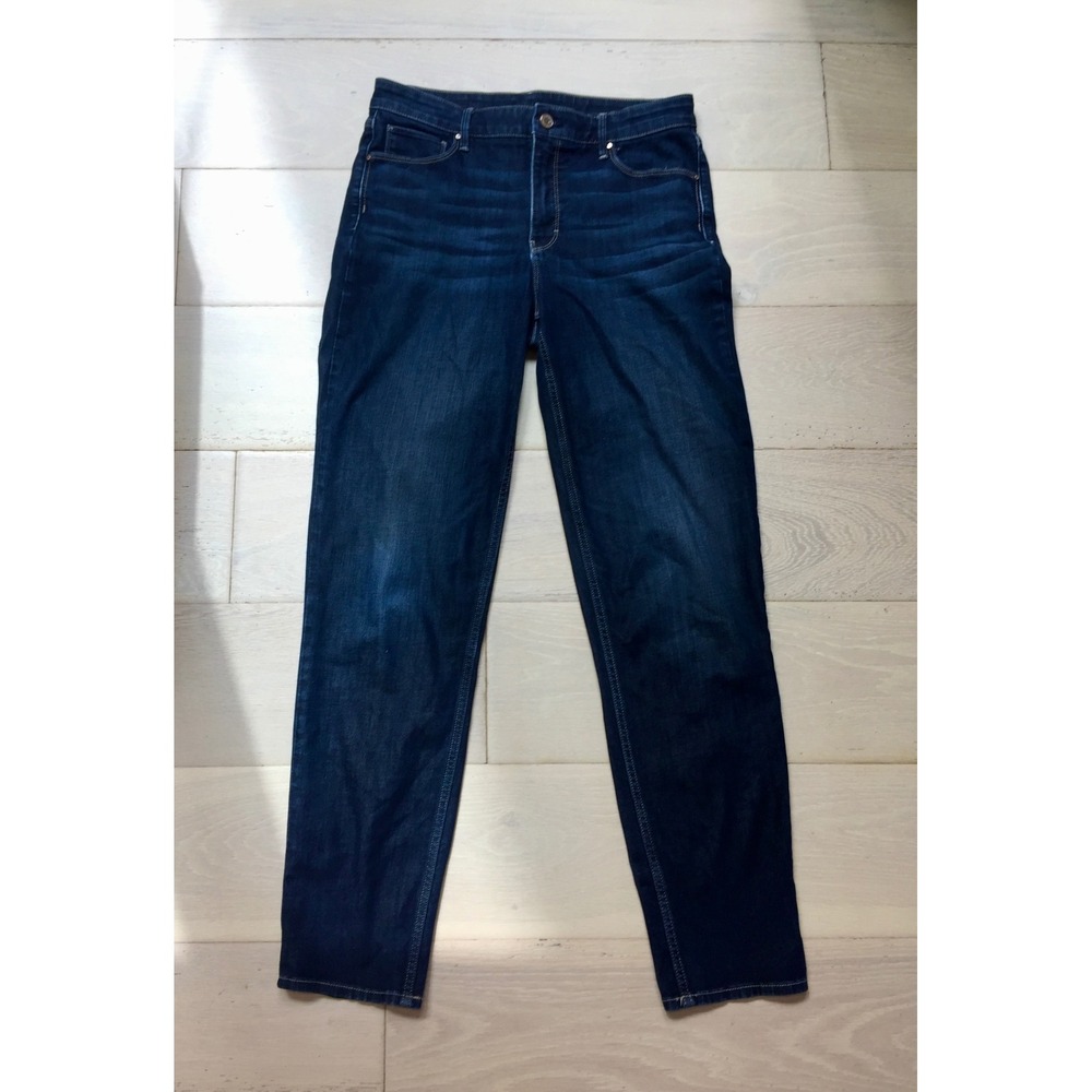 White House Black Women Dark Wash High Rise Slim Leg Jeans Size 10L Indigo Denim - Picture 2 of 7